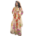 Vegaa Fashion Cream Chinon Silk Embroidered Digital Print Festive Look Gown With Dupatta | Grocsy