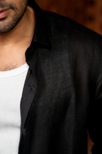 Linen Black Noir Breeze Shirt By Hilo Design | Grocsy