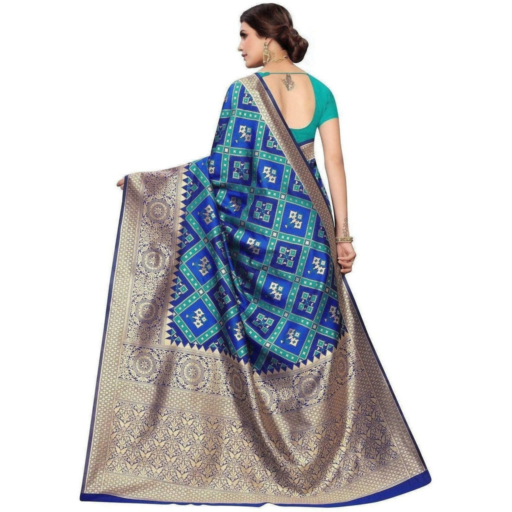 Vamika Banarasi Jaquard Blue Weaving Saree (Banarasi 18) | Grocsy