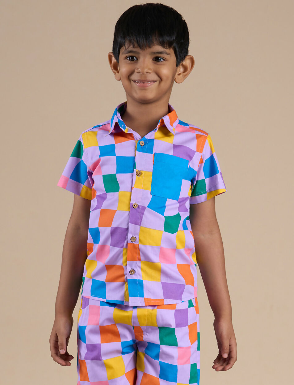 Snakes and Ladders Boys Multi Color Rotary Print Shirt from Siblings Collection | Grocsy