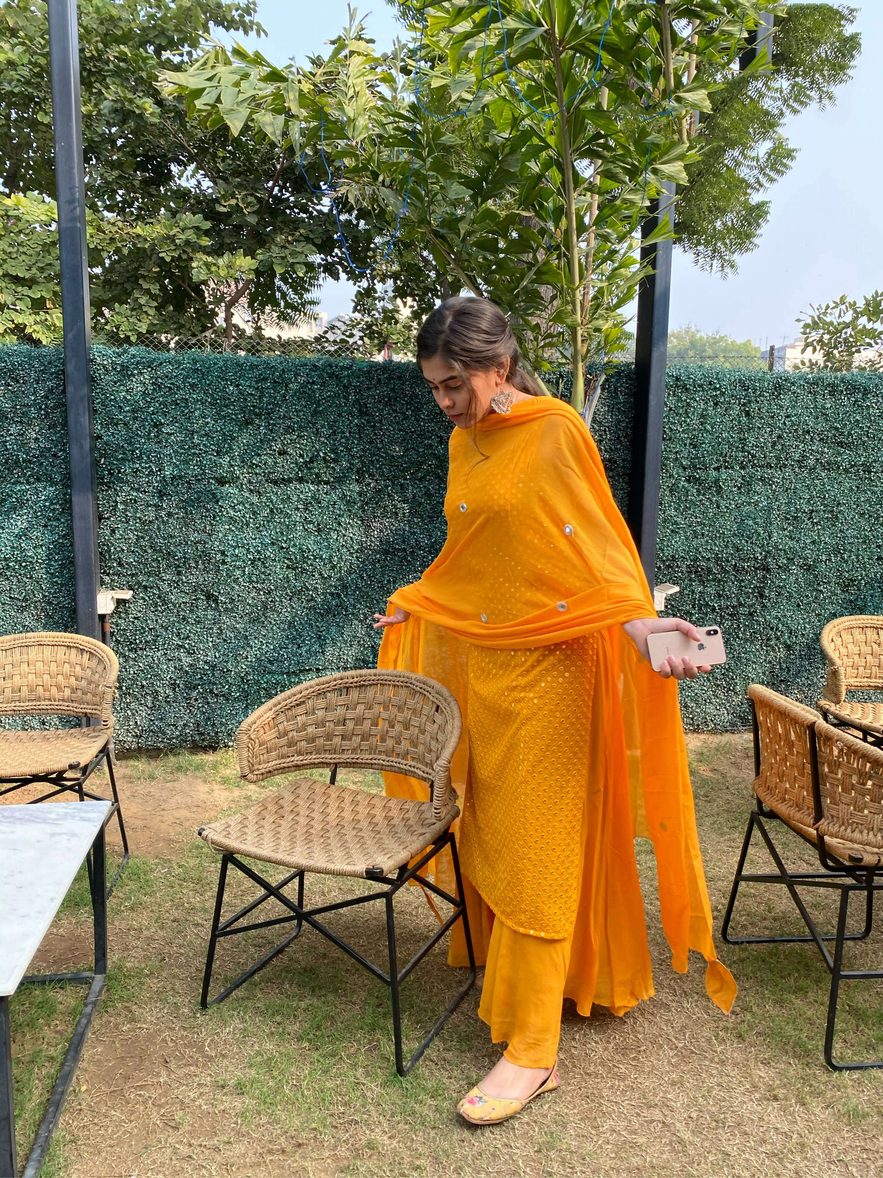 Partywear Designer Yellow Georgette Palazzo Suit - Anbazaar | Grocsy