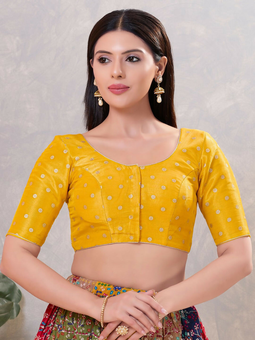 Joban Fashion Women Silk Yellow Stitched Blouse | Grocsy