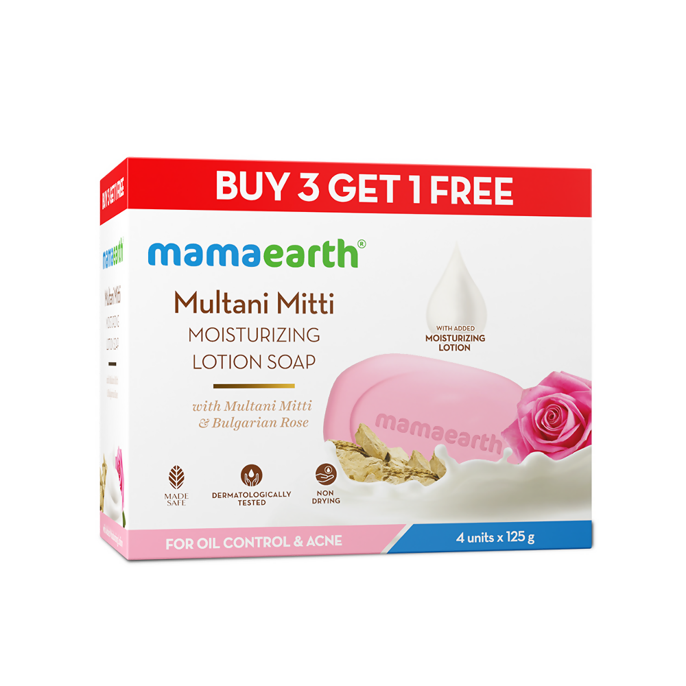 Mamaearth Multani Mitti Moisturizing Lotion Soap (Buy 3 Get 1 Free) | Grocsy