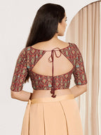 Joban Fashion Maroon Viscose Rayon Padded Blouse With Sweetheart Neck Elbow Sleeves | Grocsy