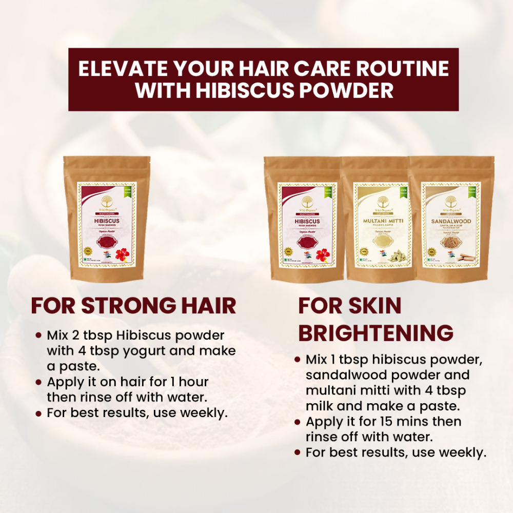 Wild Organic Hibiscus Flower Powder For Skin And Hair Care | Grocsy