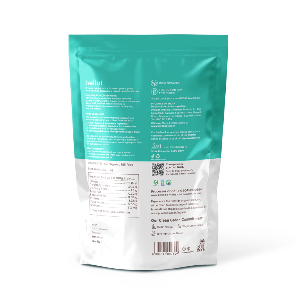 Pure & Sure Organic Idly Rice | Grocsy