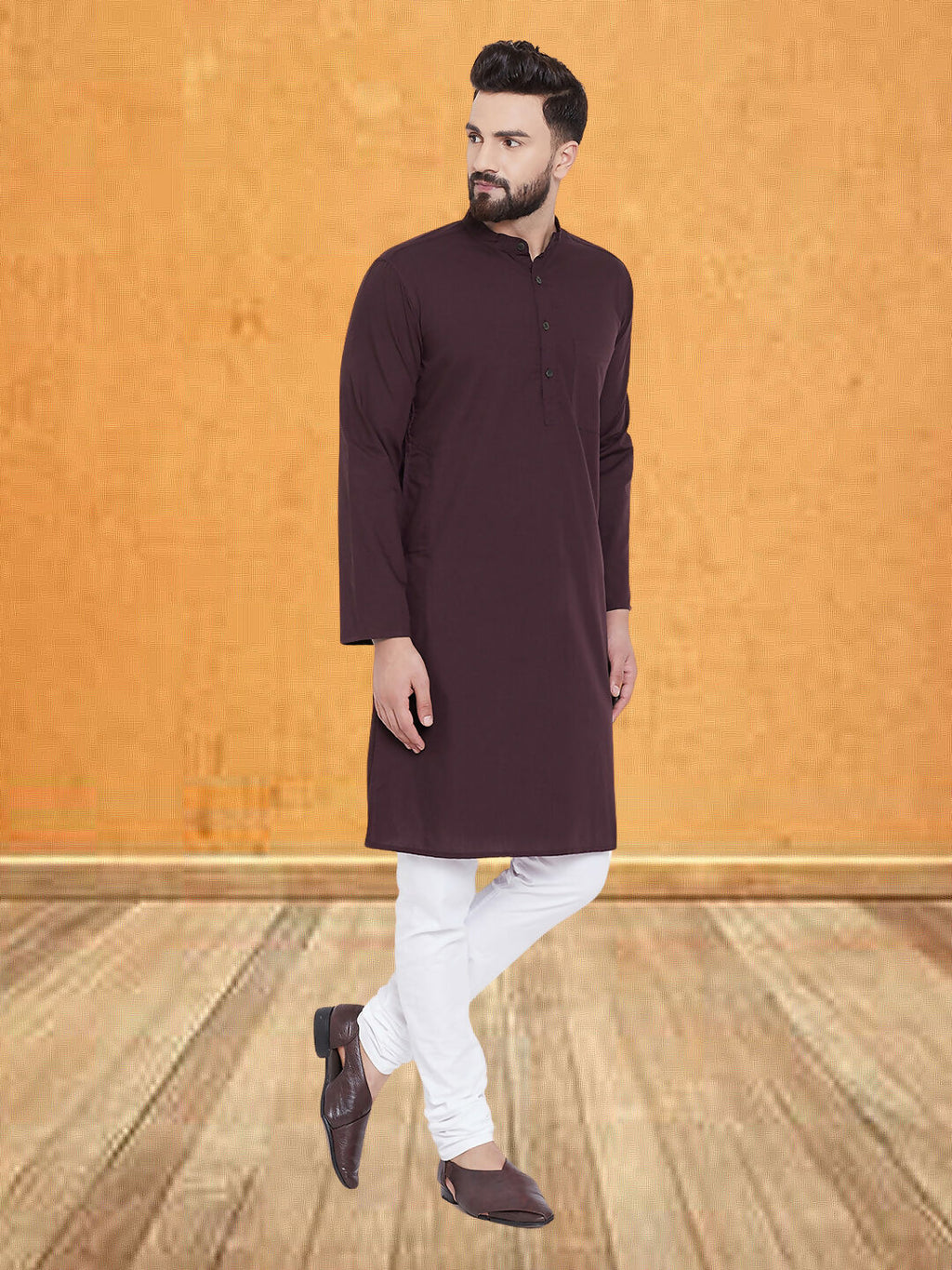 Even Apparels Men's Pure Cotton Maroon Kurta | Grocsy