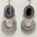 MS Fashion India Kashmiri Chandbali Silver Dangle Oxidized Earrings | Grocsy