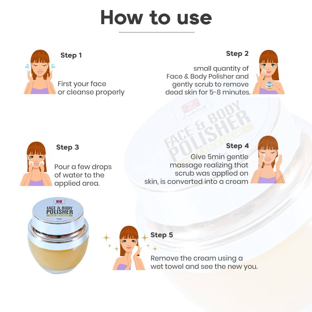 Zobha Face & Body Polisher 24 Ct Gold Facial Gel | Grocsy