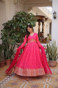 Teeya Creation Womens New Trending Digital Printed Russian Silk With Embroidery Zari Sequins-Work Gown Set | Grocsy