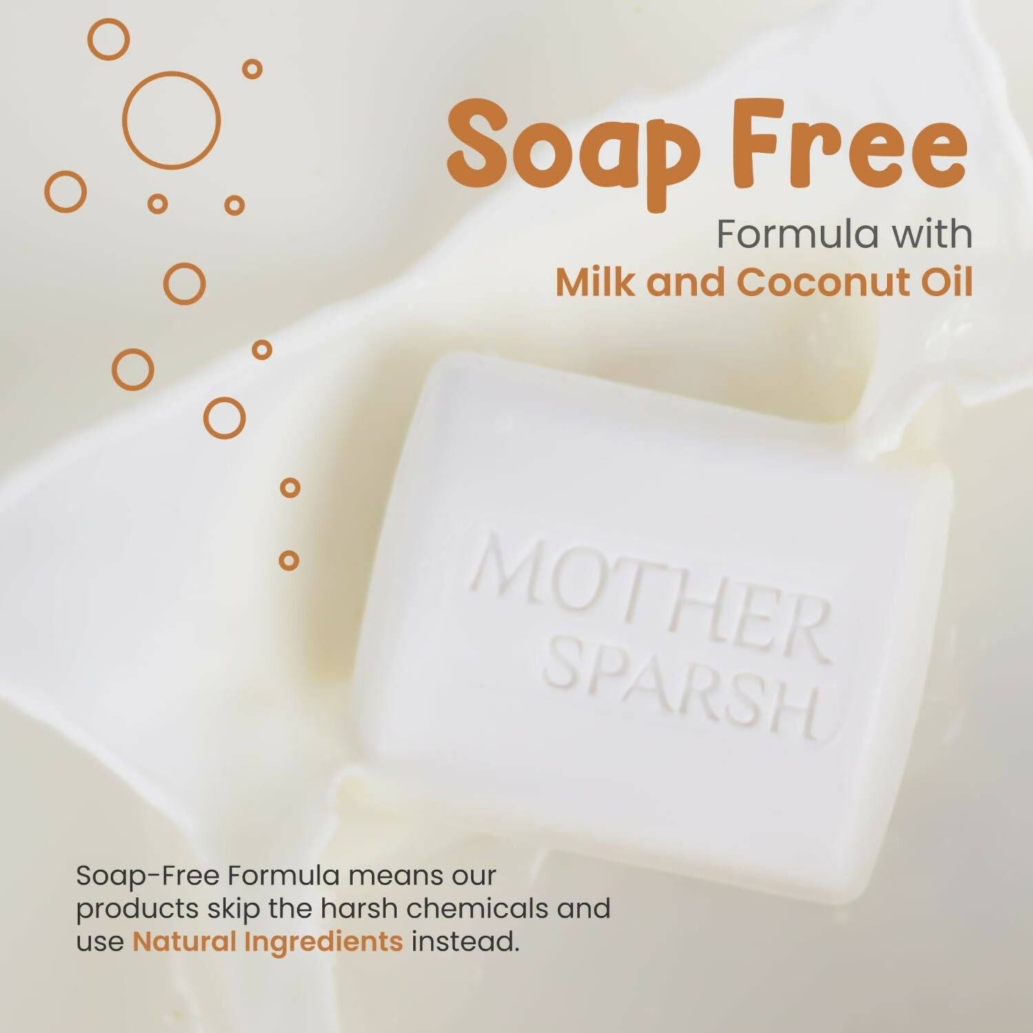 Mother Sparsh Milky Soft Baby Bathing Soap Bar For Hypoallergenic pH 5.5, Tear-Free Formulation, Prevents Dryness | Grocsy