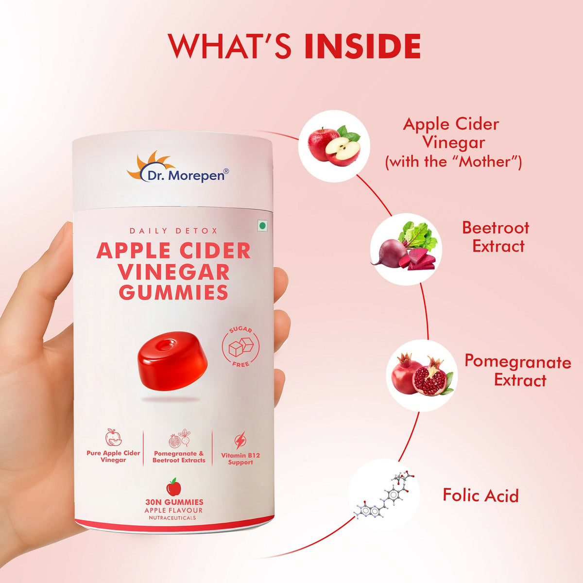 Dr. Morepen Apple Cider Vinegar Gummies - Apple Flavor | Grocsy