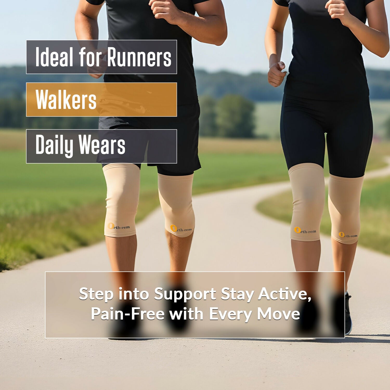 Orth-Rem Knee Cap Support For Men & Women (Pair) Knee Brace Pain Relief | Grocsy