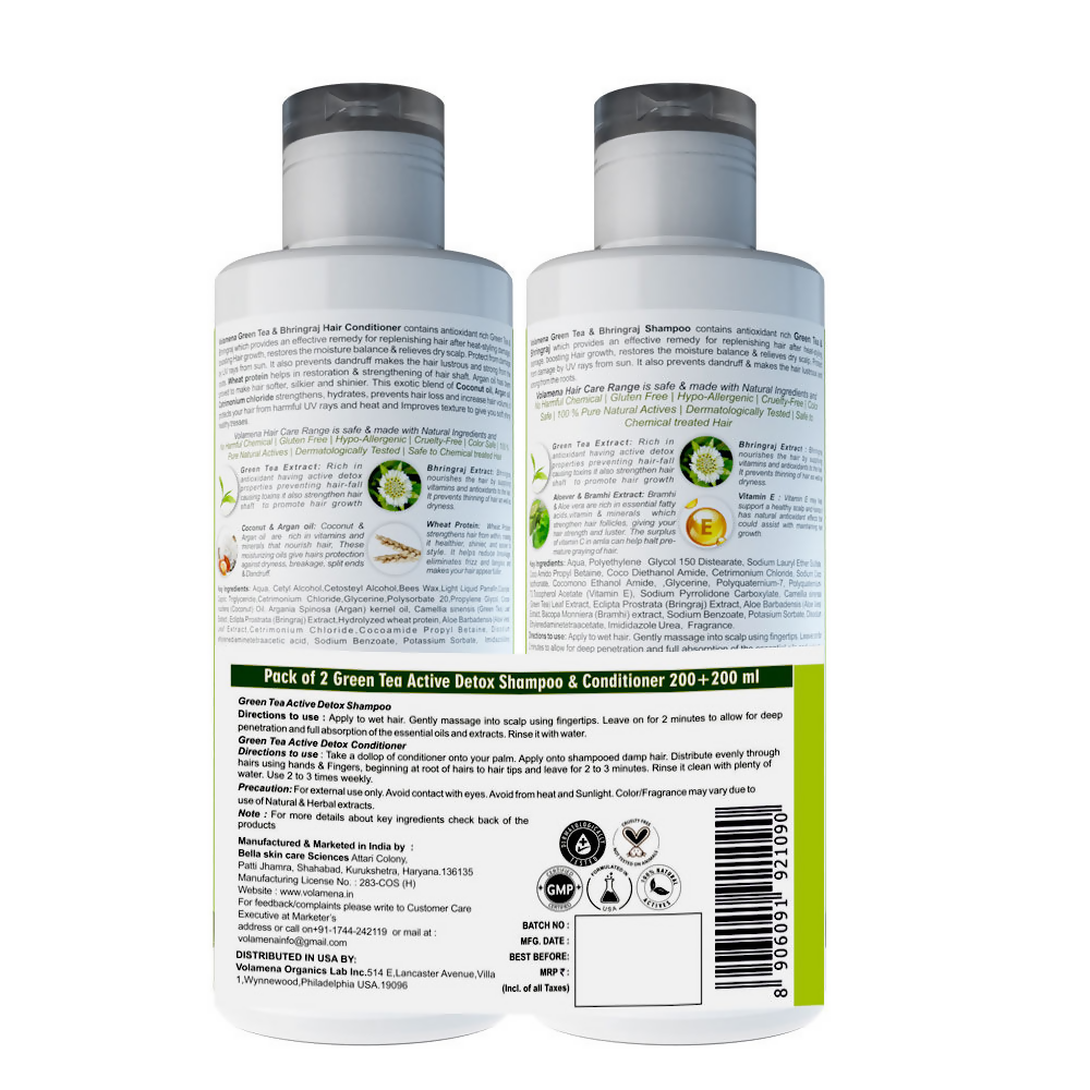 Volamena Green Tea & Bhringraj Shampoo & Conditioner | Grocsy
