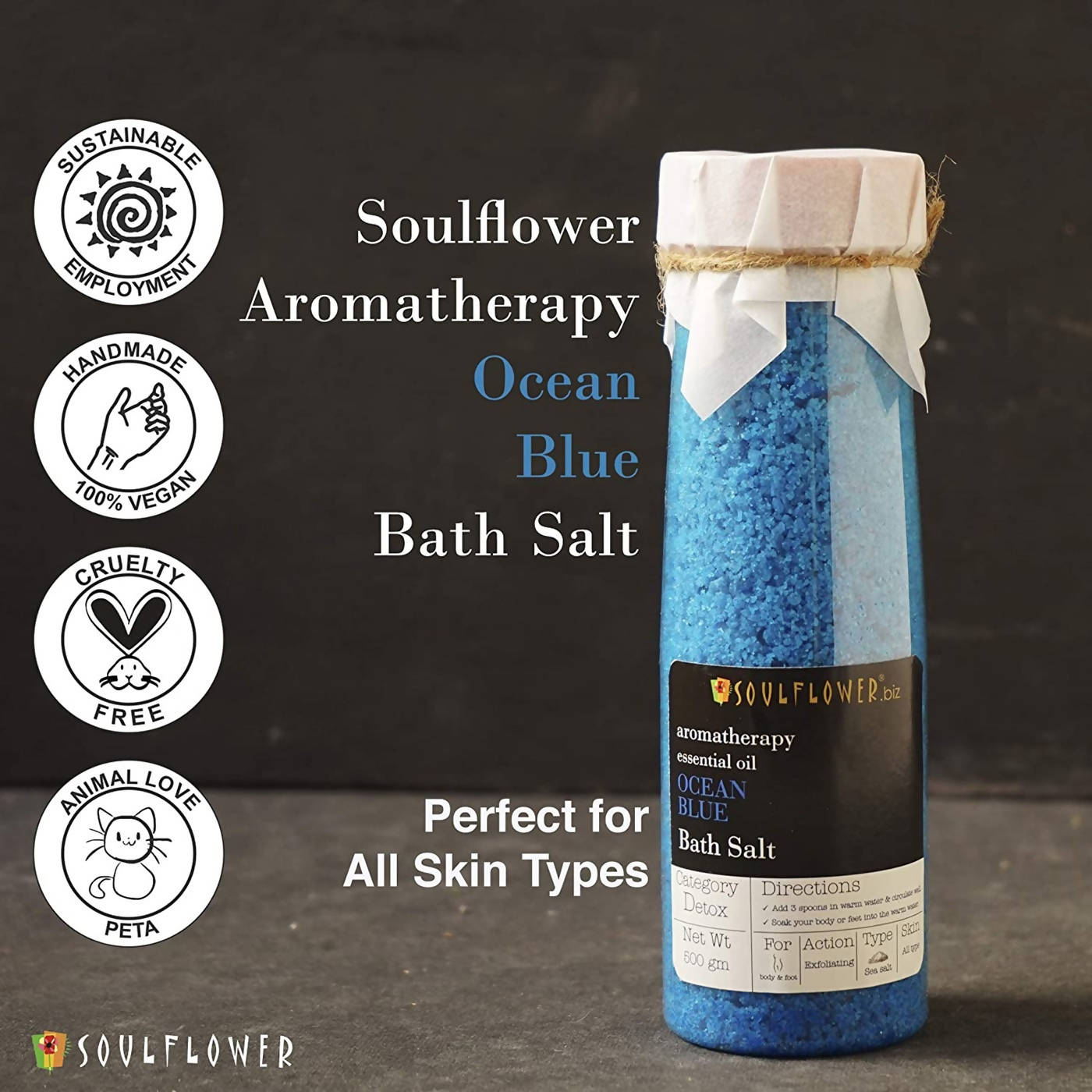 Soulflower Aromatherapy Essential Oil Ocean Blue Bath Salt | Grocsy