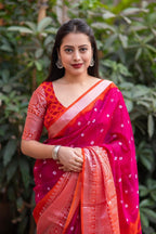 Rani Jute Silk Ethnic Motifs Saree with Unstitched Blouse - A2M | Grocsy