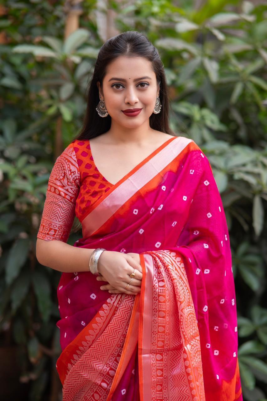 Rani Jute Silk Ethnic Motifs Saree with Unstitched Blouse - A2M | Grocsy