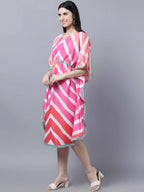 Myshka Women's Multicoloured Striped Kaftan Dress | Grocsy