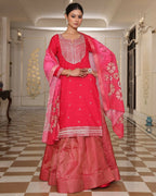 Jyoti Fashion Women's Pink Cotton Silk Floral Print with Embroidered Kurta Set | Grocsy