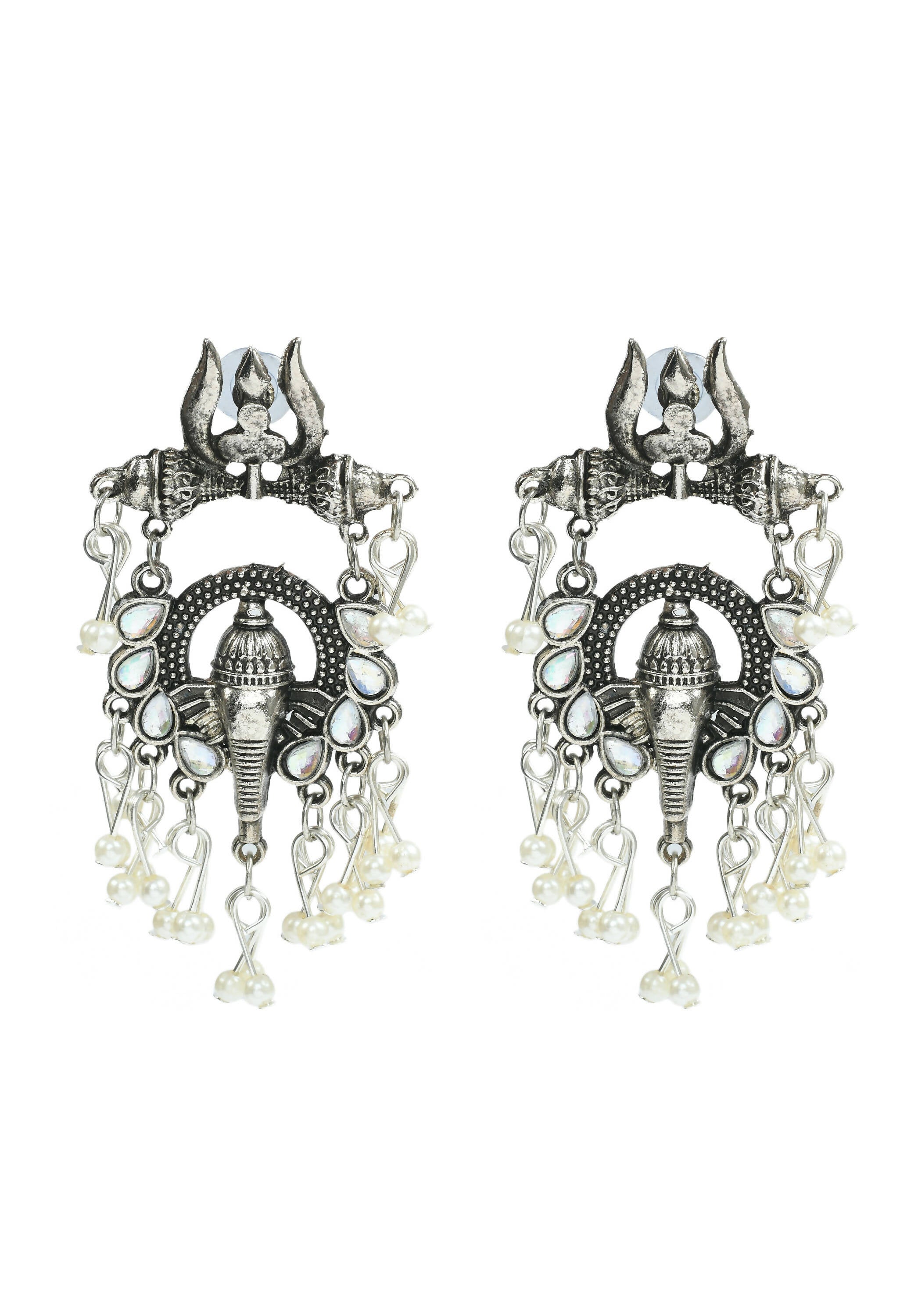 Mominos Fashion Johar Kamal Oxidised Silver-Plated Ganesha Design Necklace Choker Set for Women | Grocsy