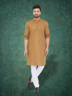 Even Apparels Men's Pure Cotton Beige Kurta | Grocsy
