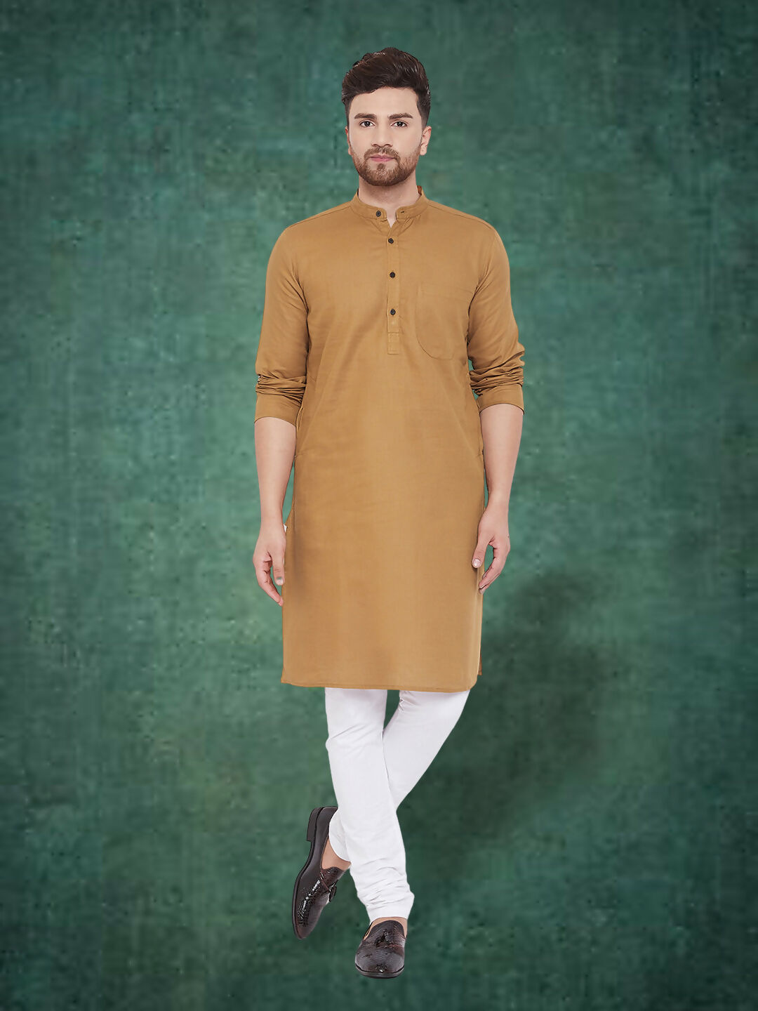 Even Apparels Men's Pure Cotton Beige Kurta | Grocsy