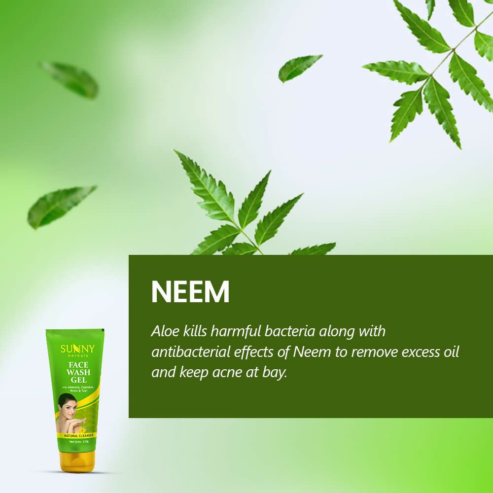 Sunny Herbals Face Wash Gel with Aloevera, Calendula, Neem & Tulsi | Grocsy