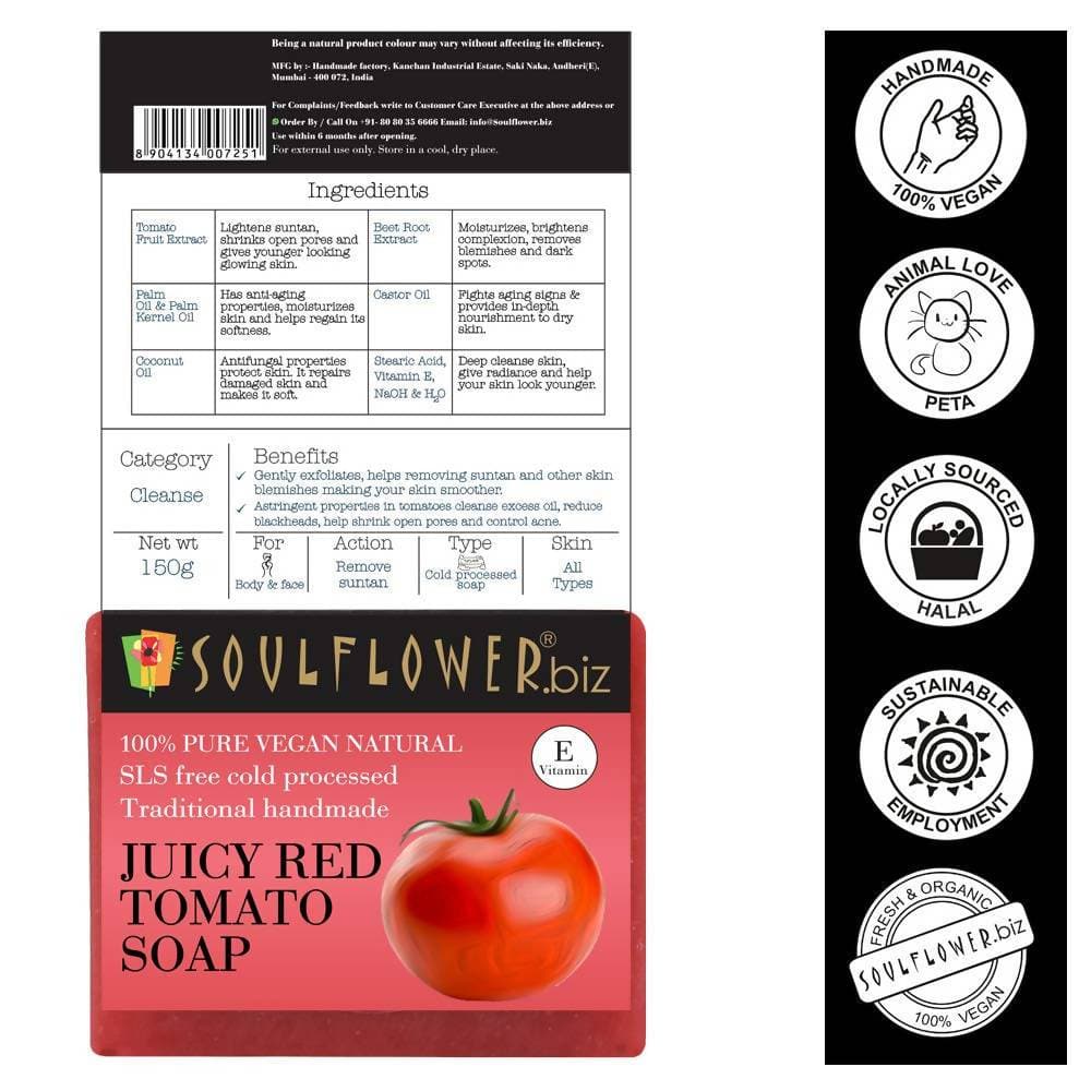 Soulflower Juicy Red Tomato Handmade Soap | Grocsy