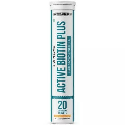Nutracology Active Biotin Plus Biotin 10000 mcg Effervescent Tablet For Hair Growth, Skin Glow | Grocsy