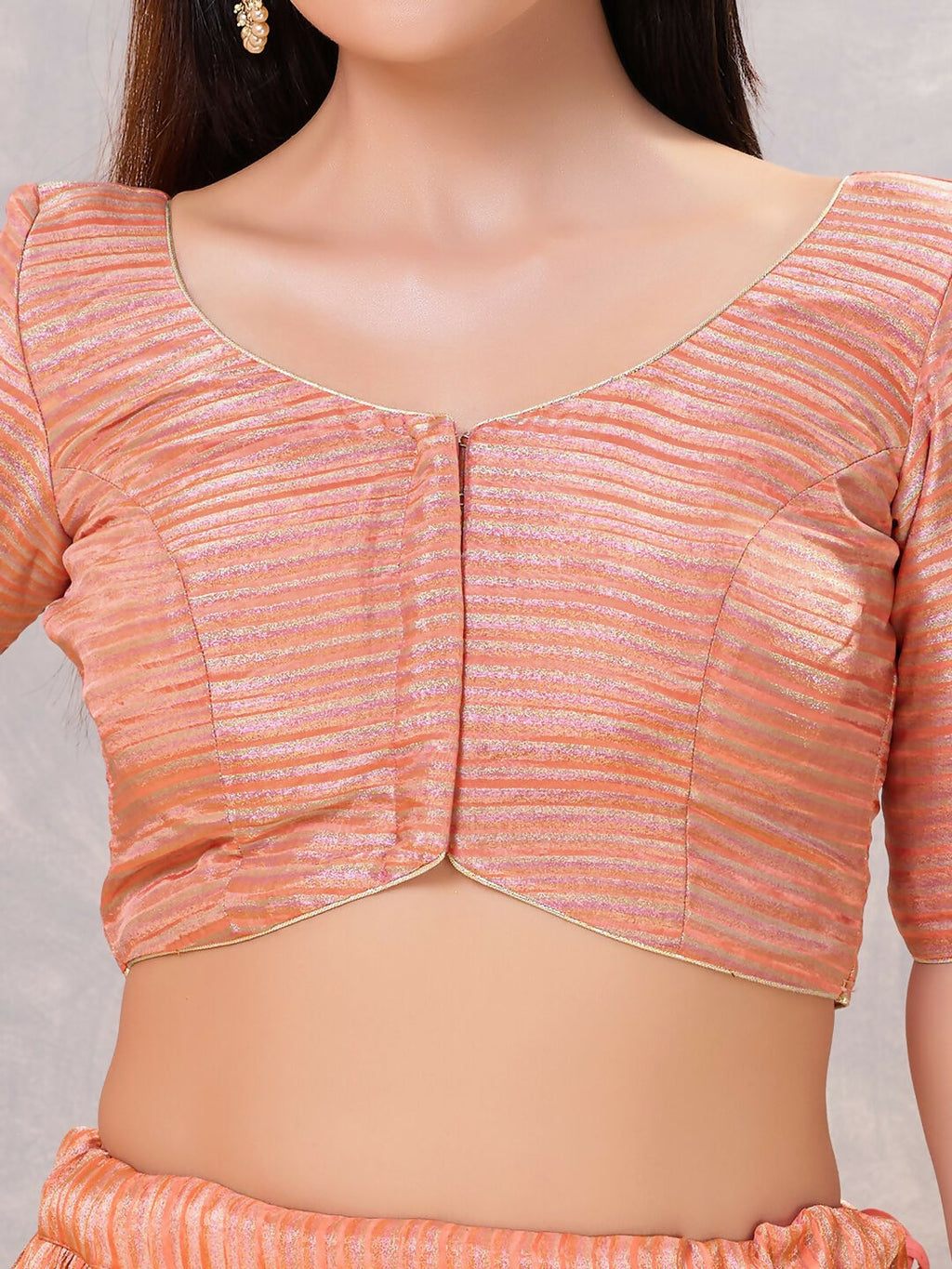 Joban Fashion Women Silk Peach Stitched Blouse | Grocsy