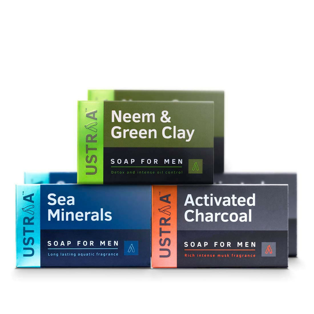 Ustraa Deo Soap For Men - Neem and Green Clay, Sea Minerals, & Activated Charcoal | Grocsy