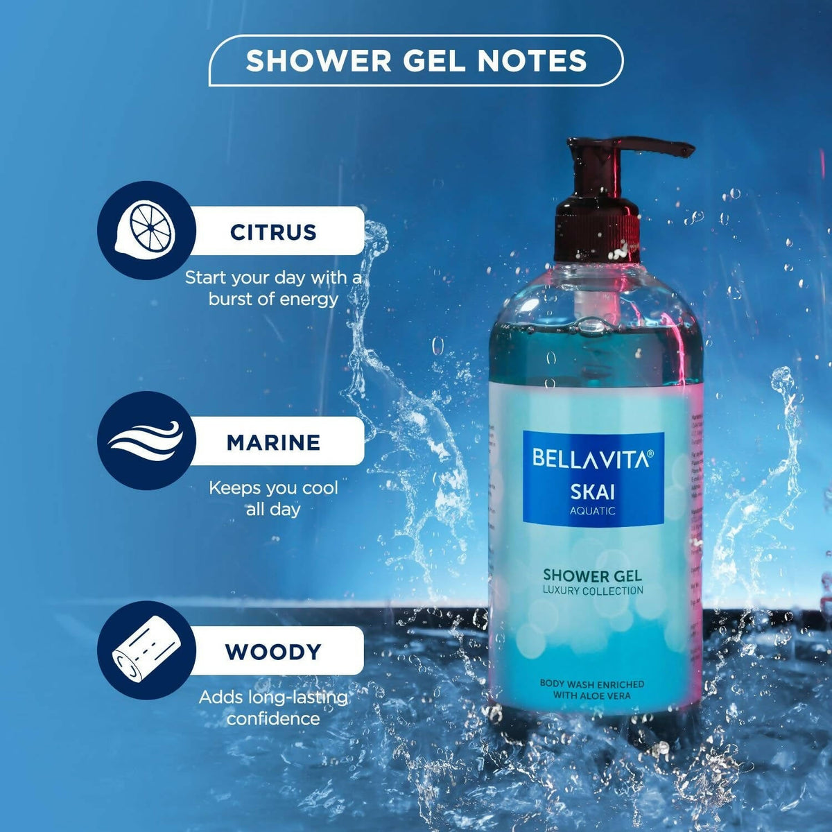 Bella Vita Luxury Skai Aquatic Body Wash Refreshing Shower Gel | Grocsy