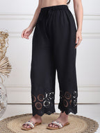 TAG 7 Women Floral Hem Design Flared Ethnic Palazzos | Grocsy