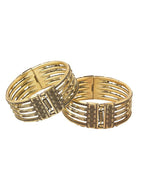 NVR Women Set of 2 Gold-Polished Oxidised Bangles | Grocsy