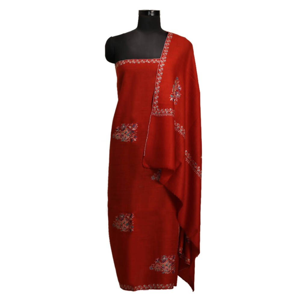 Nizalia Handmade Sozni Work Red Pashmina - Limited Time Offer | Grocsy