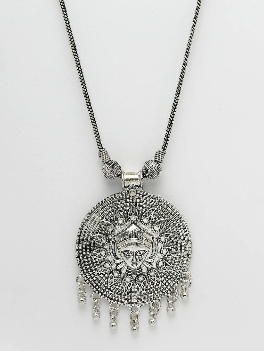 NVR Women's Elegant Silver Oxidised Brass Necklace | Grocsy