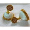 White Color with Gold Beads Earrings | Grocsy