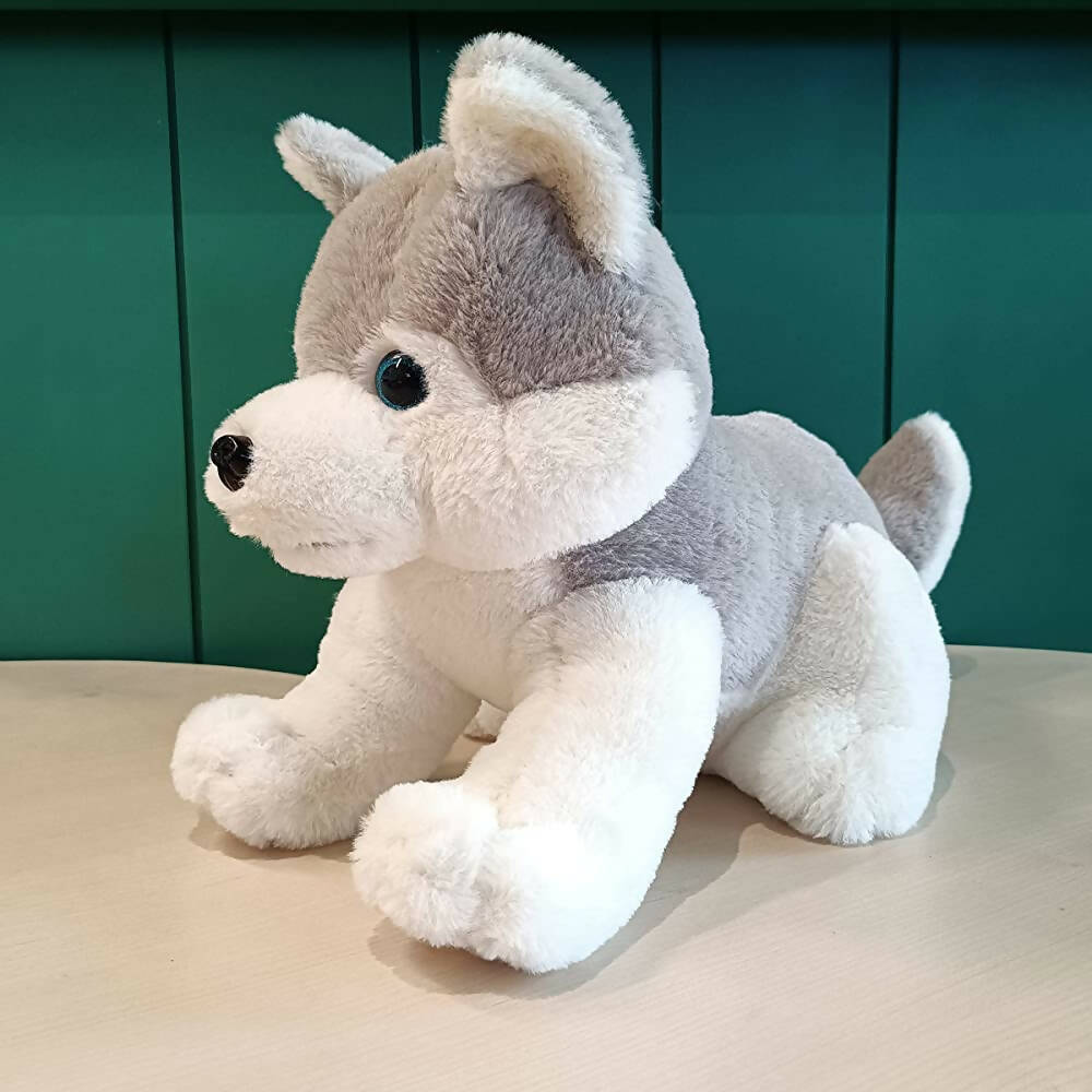 Webby Plush Husky Dog Stuffed Animal Puppy Soft Toy-Grey | Grocsy