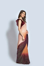 Vegaa Fashion Brown Vichitra Silk Embroidered Party Wear Saree | Grocsy