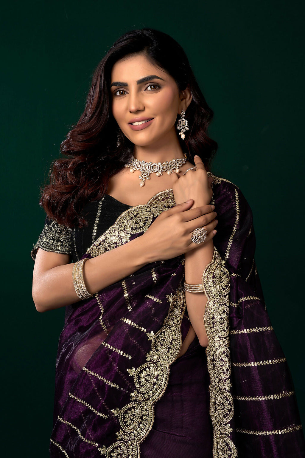 Joban Fashion Wine Net Party Wear Sarees | Grocsy