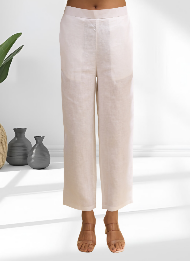 Joban Fashion Off White Linen Embroidered Readymade Cord Set | Grocsy