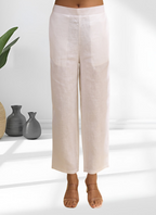 Joban Fashion Off White Linen Embroidered Readymade Cord Set | Grocsy