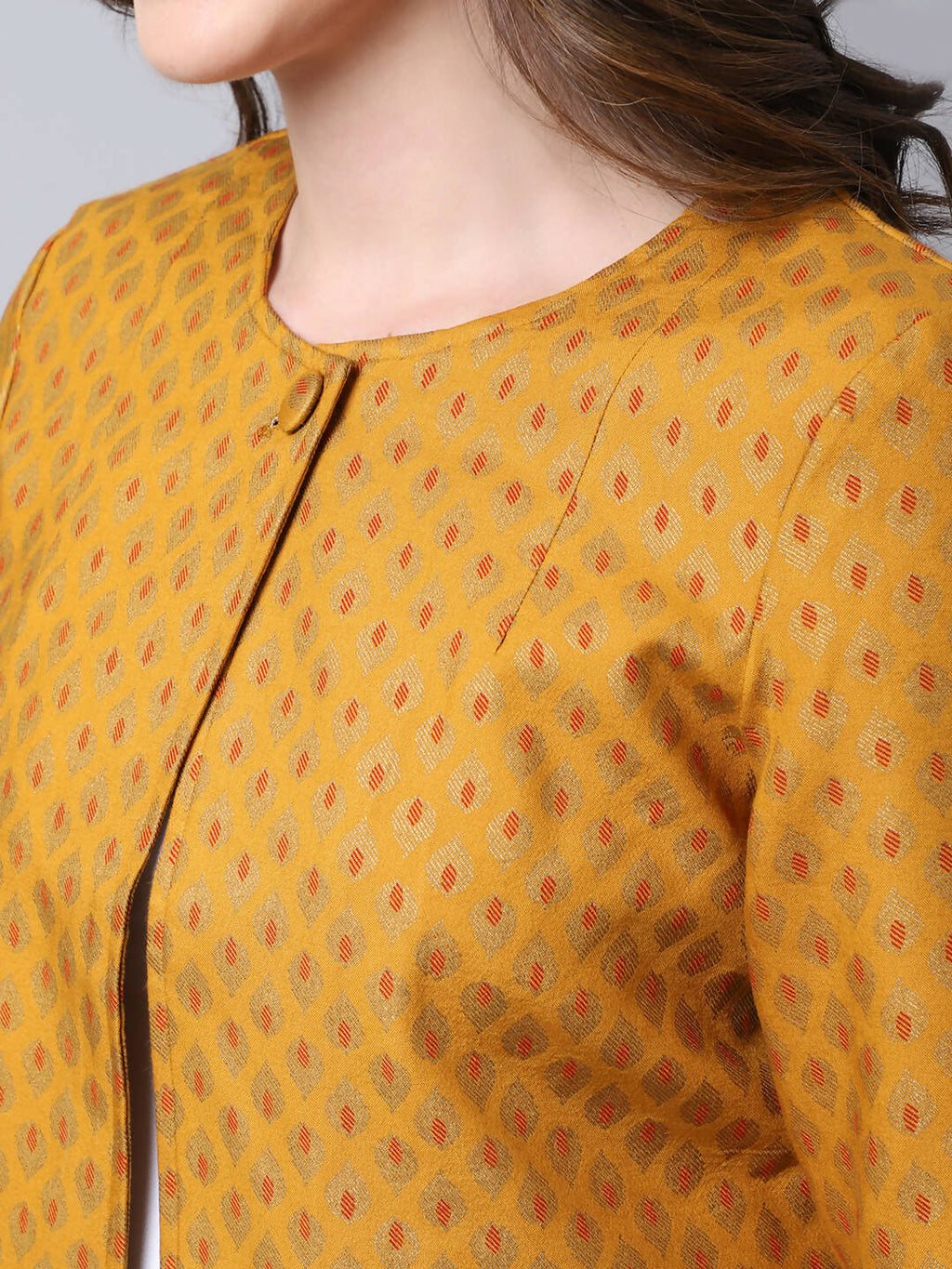 Even Apparels Yellow 100% Viscose Open Front Statement Women's Jacket | Grocsy