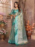 Anaita Light Blue Tissue Silk With Zari Weaving Saree With Blouse | Grocsy