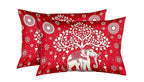 Vamika Printed Cotton Red Color Bedsheet With Pillow Covers (LEOC_SKHTY_RED) | Grocsy