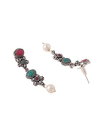 NVR Women Silver-Plated Stone Studded Oxidised Silver Jewellery Set | Grocsy
