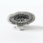 Mominos Fashion Joharkamal Oxidised Silver-Toned Adjustable Finger Ring | Grocsy