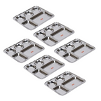 Sumeet Stainless Steel Rectangular 5 in 1 Compartment Lunch/Dinner Plate - small | Grocsy
