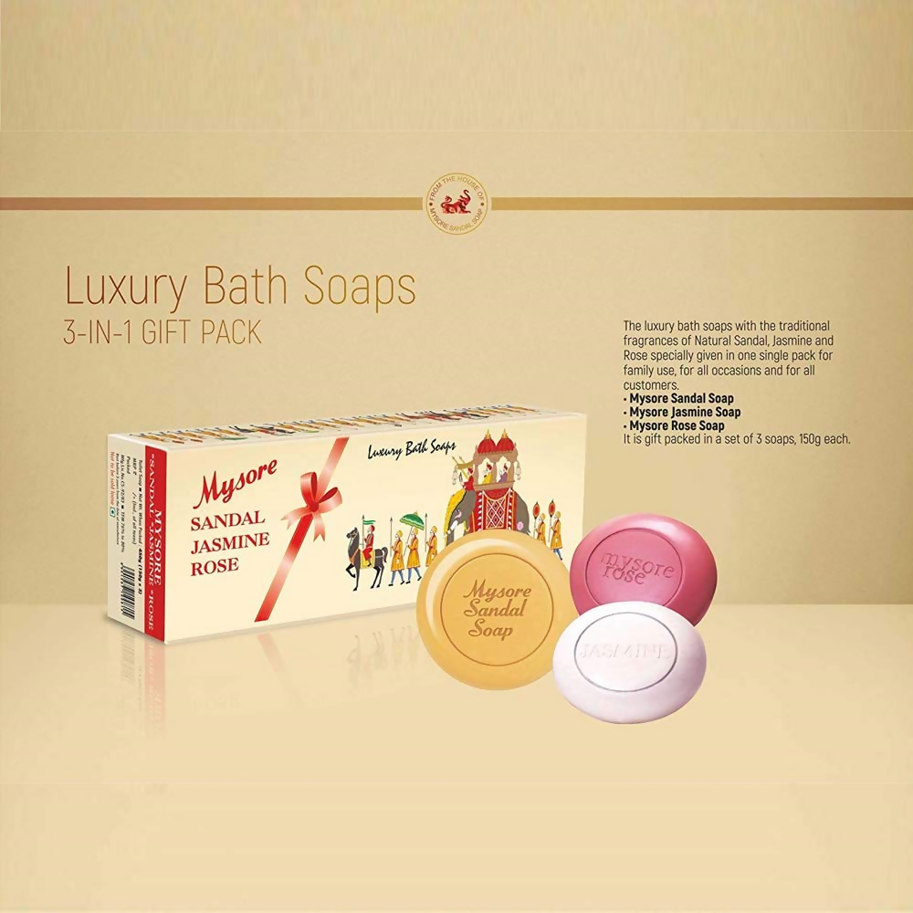 Mysore Sandal Jasmine And Rose Soap Gift Pack | Grocsy
