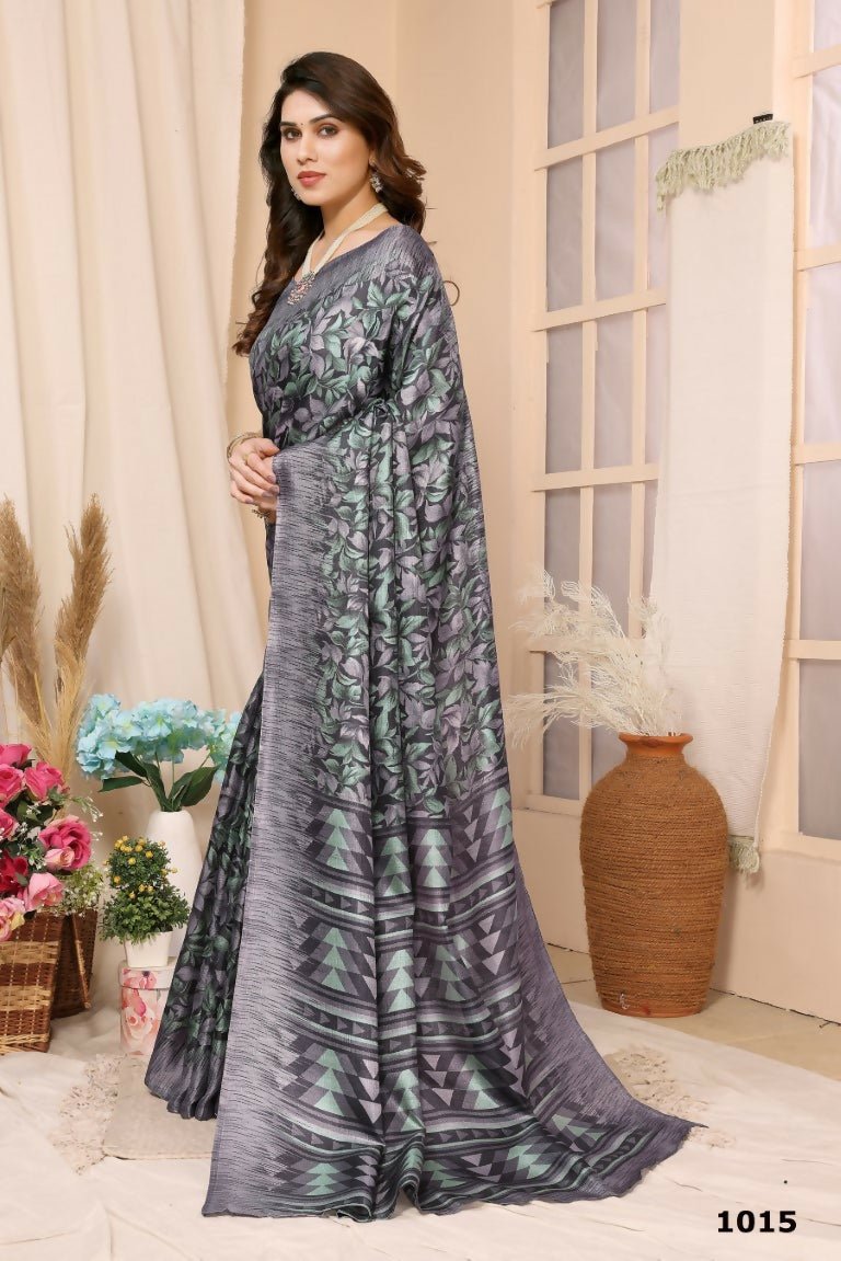 Aafreen Partywear Designer Grey Khadi Fancy Saree | Grocsy